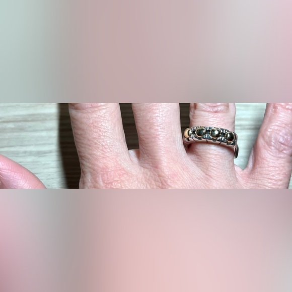 Vintage Designer David & Ronnie Sterling Silver & 14K Gold Band Ring, Size 7.5 - Picture 9 of 11